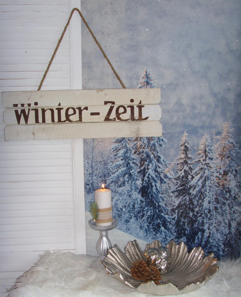 Holz Schild Winter-Zeit 58x18cm