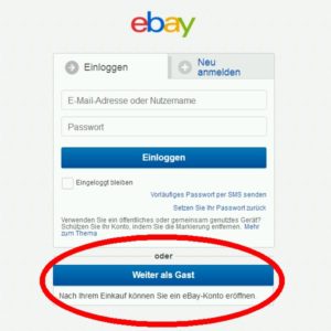 Als Gast bei Ebay einkaufen