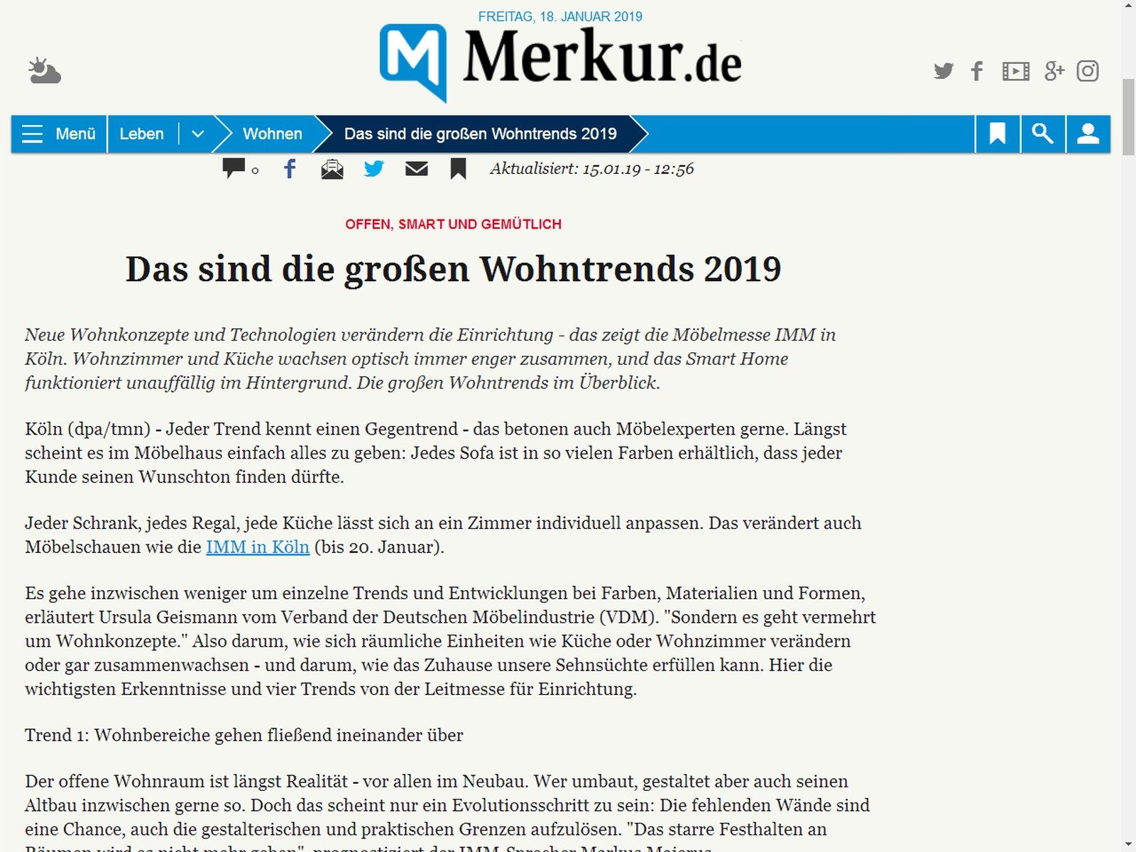 Merkur Artikel zur IMM 2019