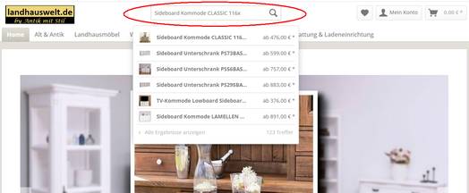 Screenshot Shopsuche